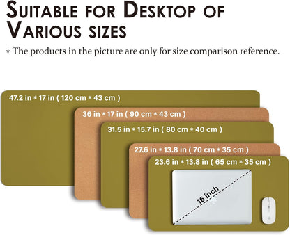 Dual-Sided Sustainable Cork & Eco-PU Large Desk Mat