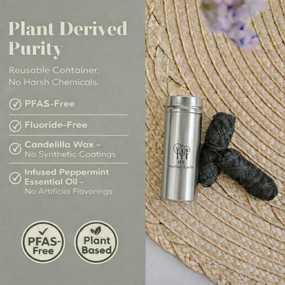 Biodegradable Bamboo Charcoal Dental Floss, Refillable Steel Container, Vegan – Me Mother Earth