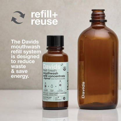 Alcohol-Free Nano-Hydroxyapatite Mouthwash, Refillable Glass Bottle – Davids Hydroxi
