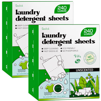 Soulink Laundry Sheets: Plant-Based Unscented 240 Loads