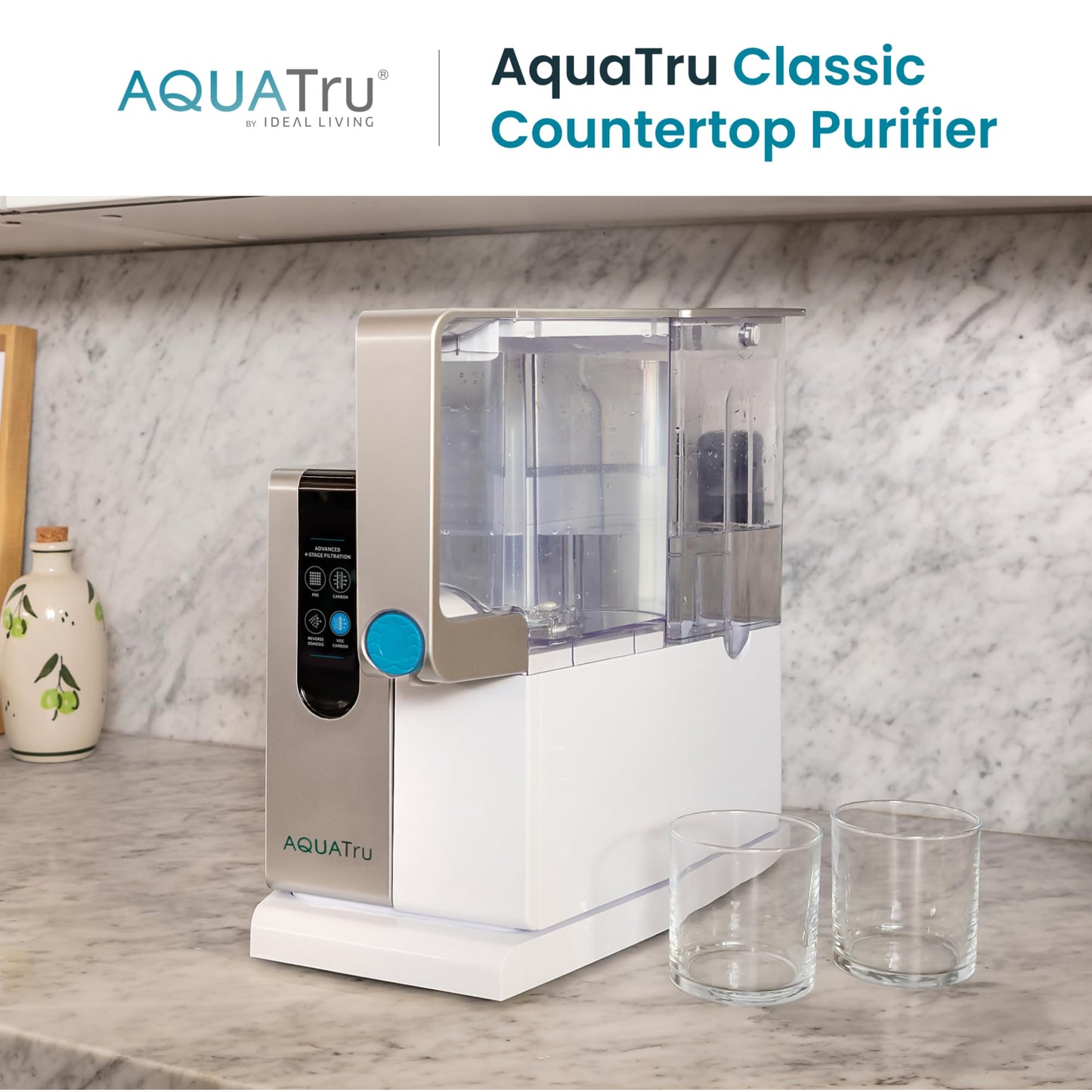AquaTru Classic Countertop Reverse Osmosis Water Purifier: Certified for PFAS, Lead, and Fluoride