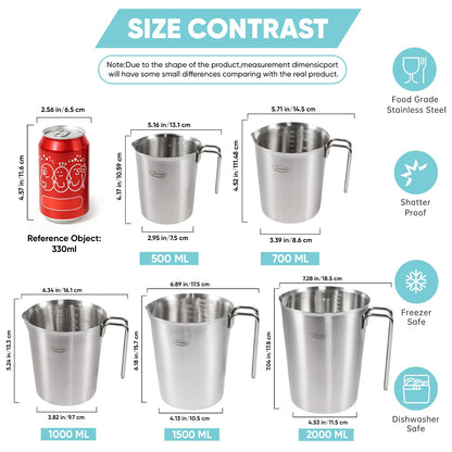Newness Stainless Steel Measuring Cup with Triple Measurement Scales