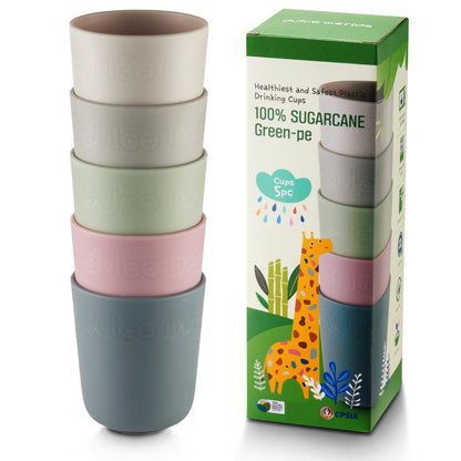 Dulce Worlds 100% Sugarcane Unbreakable Kids Cups (5-Pack)