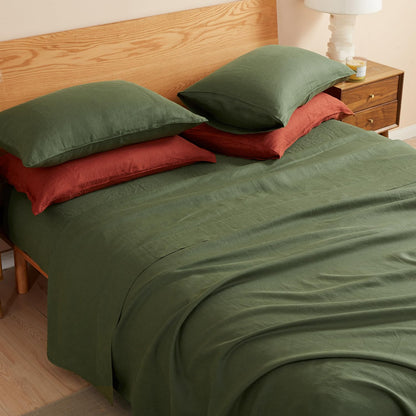 DAPU 100% Pure French Linen Sheets: Natural Normandy Flax Set