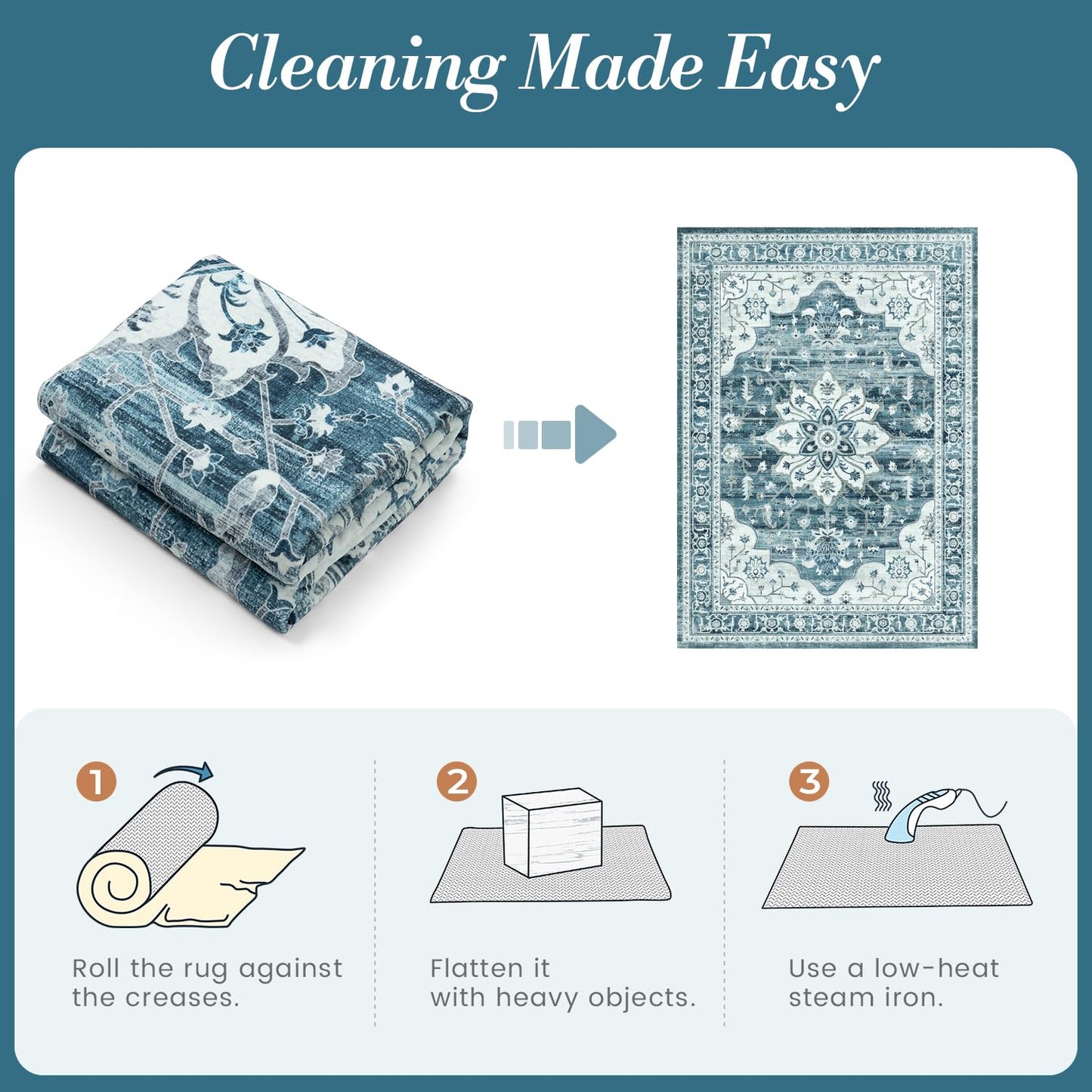 Vibrug Coastal Medallion OEKO-TEX Certified Washable Area Rug