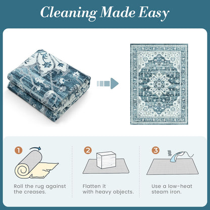 Vibrug Coastal Medallion OEKO-TEX Certified Washable Area Rug