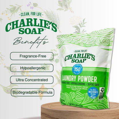 Charlie’s Soap Fragrance-Free Hypoallergenic Deep Cleaning Laundry Powder
