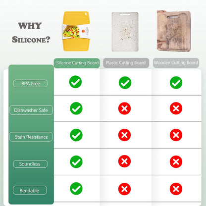 Liflicon 12.6'' x 9.1'' Thick Silicone Cutting Board: Non-Toxic & Flexible.