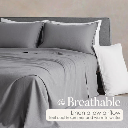 DAPU 100% Pure French Linen Sheets: Natural Normandy Flax Set