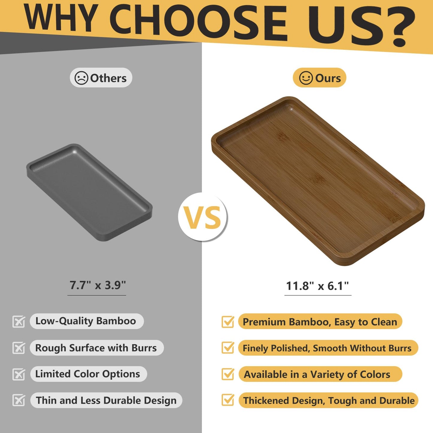 Sustainable Bamboo Bathroom Vanity Tray: Sleek Countertop Organizer