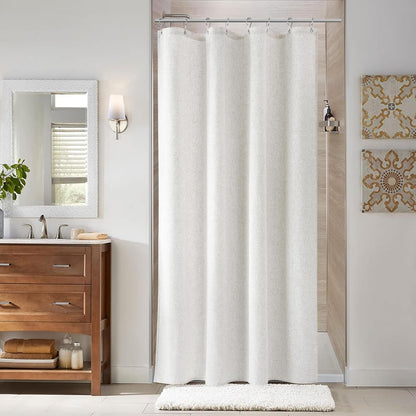 Naturoom Weighted Natural Flax Linen Shower Curtain Set