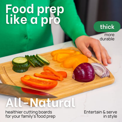 Microplastic-Free & Non-Toxic Greener Chef XL Organic Bamboo Cutting Board