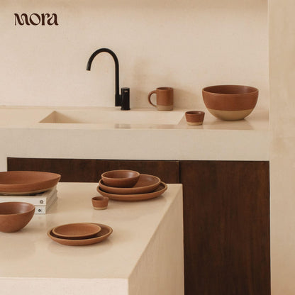 Mora Medium Ceramic Bowls, Set of 4 (28 oz, Oat)