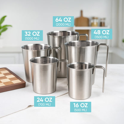 Newness Stainless Steel Measuring Cup with Triple Measurement Scales