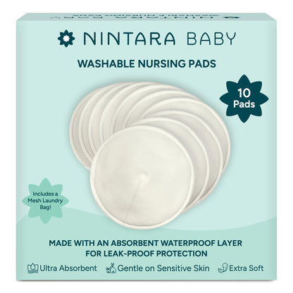 Nintara Baby 6-Pack Organic Bamboo Cotton Reusable Nursing Pads