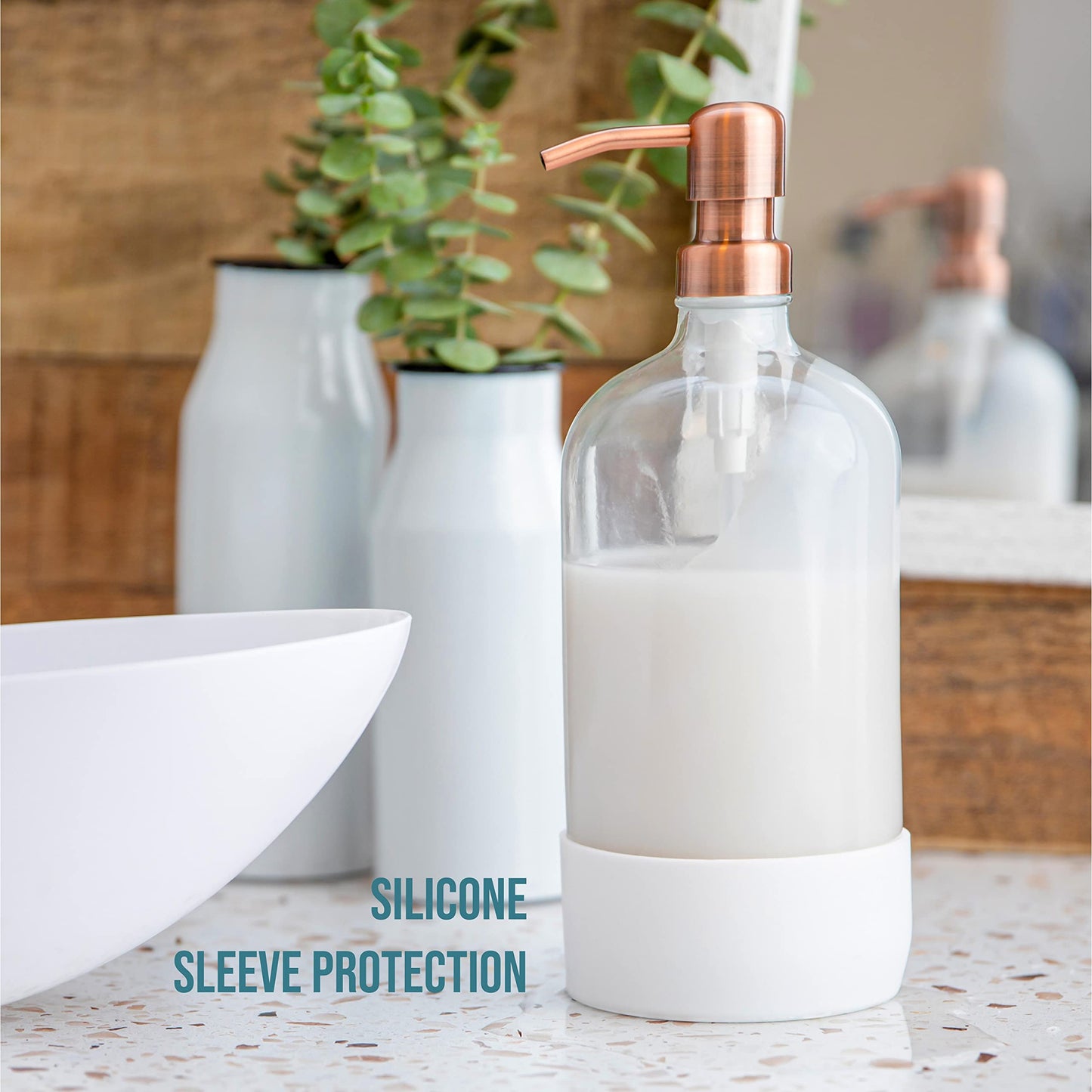 Kitchentoolz 32 oz Glass Pump Bottle with Stainless Steel Pump