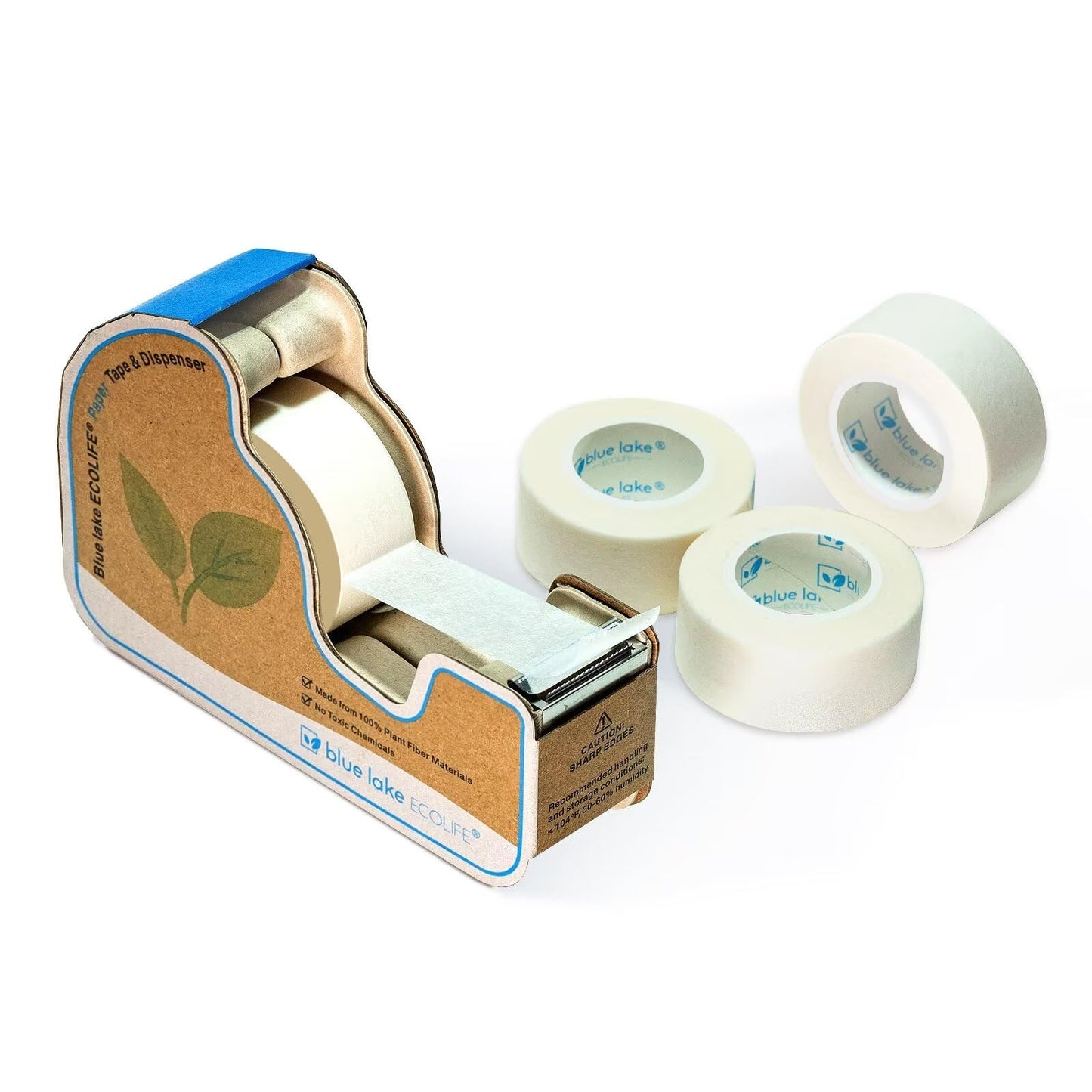 The Zero-Waste Office: Plastic-Free Tape Dispenser with 4 Rolls of Plant-Based Paper Tape