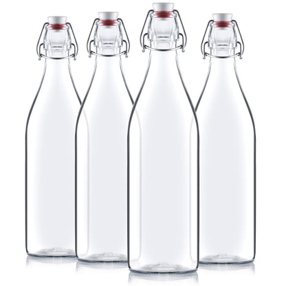 Bormioli Rocco Giara Swing Top Bottles (1 L, 6 Pack) | TRUE Shift Glass Beverage Storage