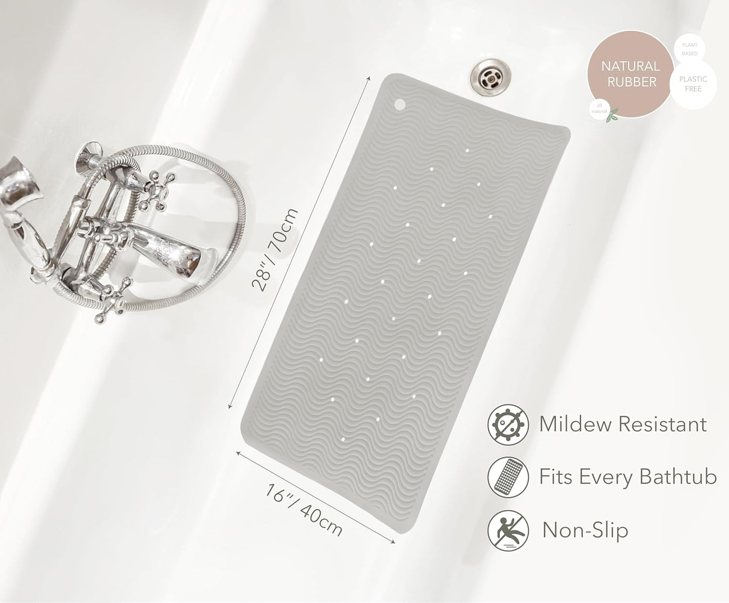 HEVEA Natural Rubber Wave Bath Mat: Plastic-Free & Biodegradable