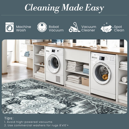 Vibrug Coastal Medallion OEKO-TEX Certified Washable Area Rug