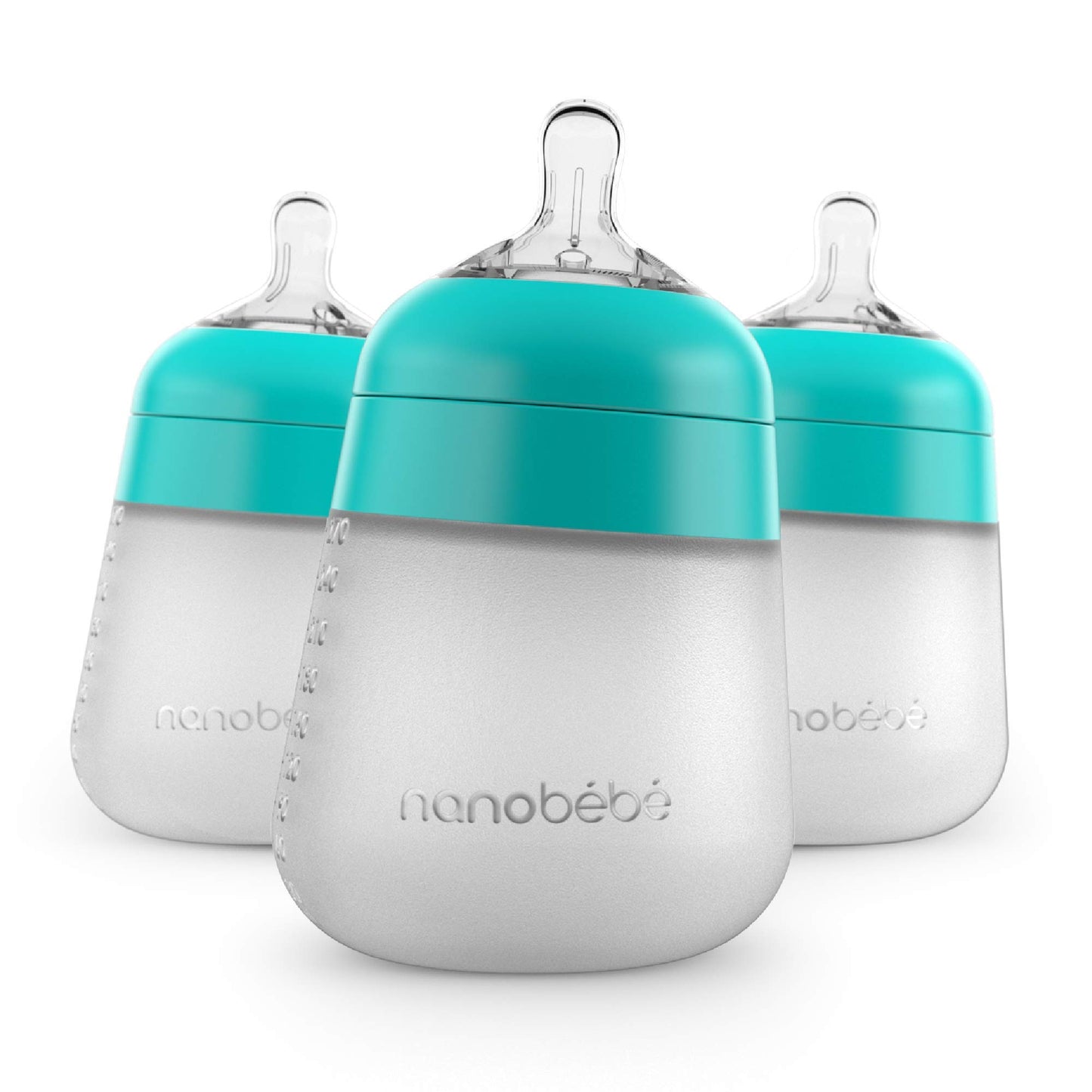 Nanobebe Flexy 9oz Silicone Baby Bottles with Anti-Colic Venting (3-Pack)