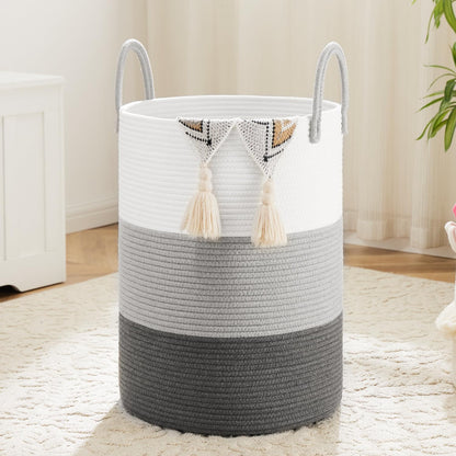 Artfeel 60L Handwoven Natural Cotton Rope Laundry Hamper