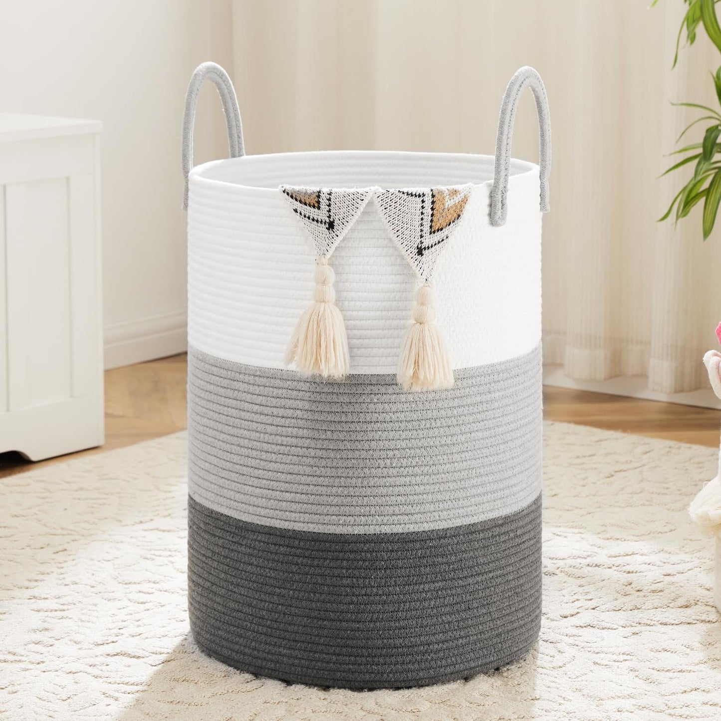 Artfeel 60L Handwoven Natural Cotton Rope Laundry Hamper