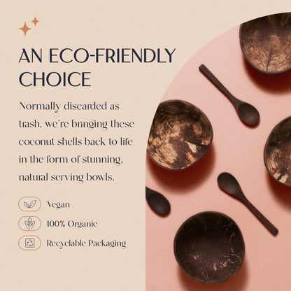 COCOBOWLCO Jumbo Polished Coconut Bowl Set with Wooden Spoons
