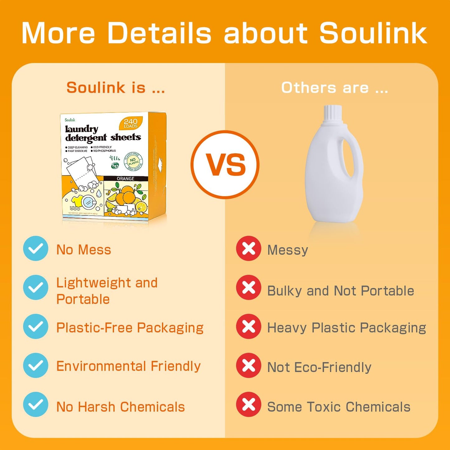 Soulink Laundry Sheets: Plant-Based Unscented 240 Loads