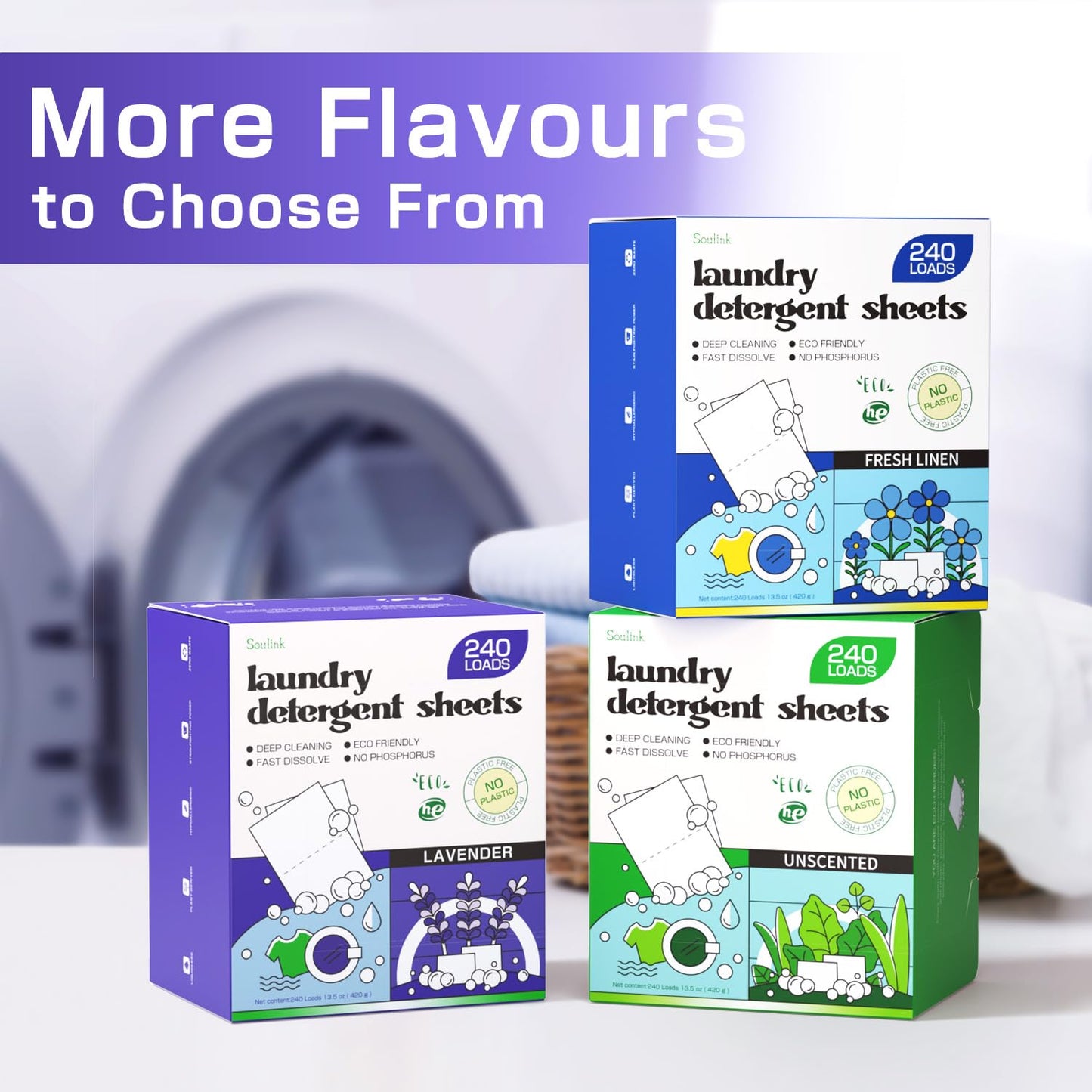 Soulink Laundry Sheets: Plant-Based Unscented 240 Loads
