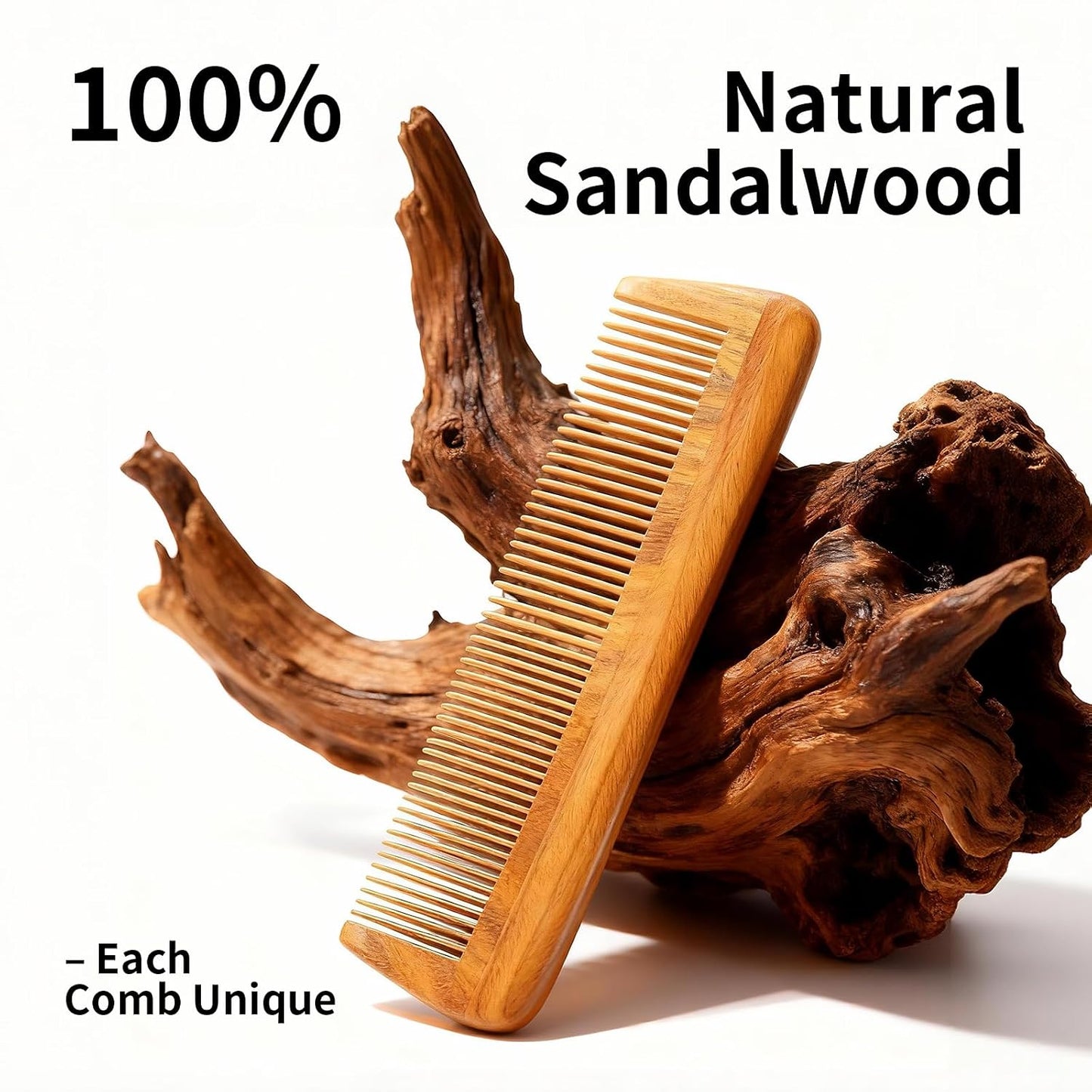 Handmade Green Sandalwood Wooden Comb, Anti-Static & Vegan – Onedor