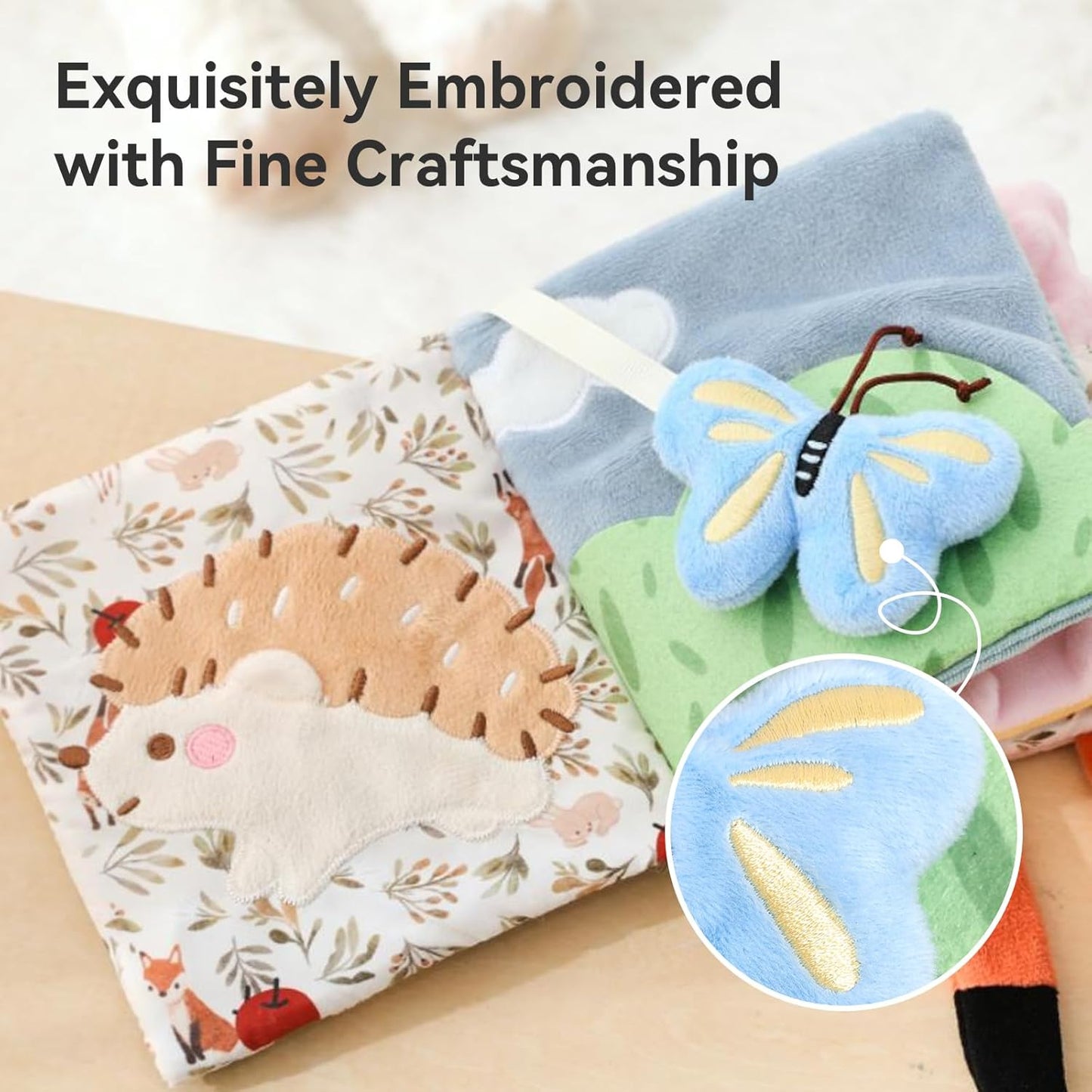 Montessori Soft Baby Book: Sensory Textures & Teether Toy