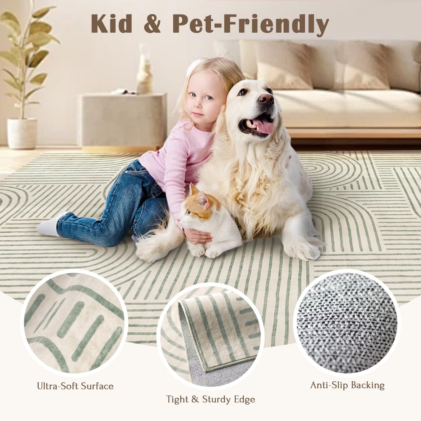 LUXRUG 6x9 OEKO-TEX Certified Modern Abstract Washable Rug