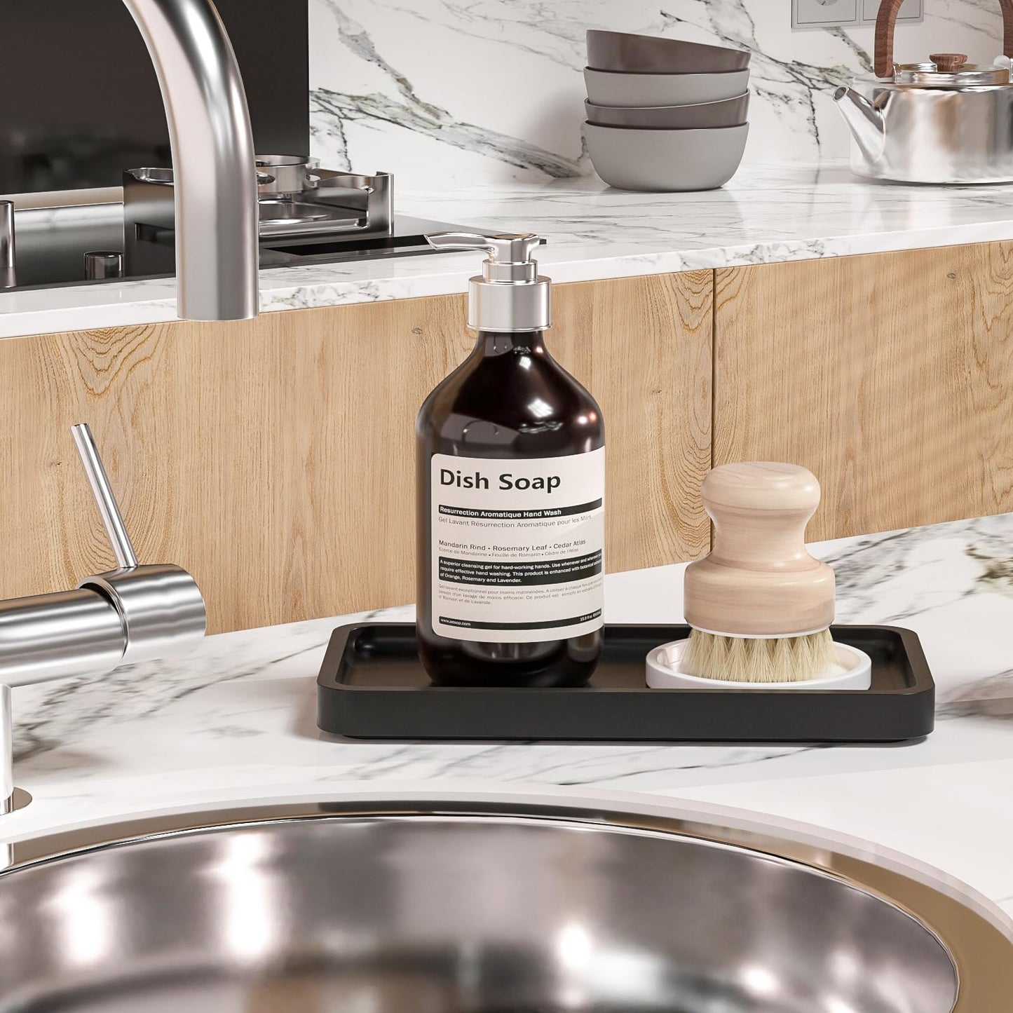 Sustainable Bamboo Bathroom Vanity Tray: Sleek Countertop Organizer