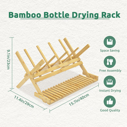 DSVENROLY Vertical Bamboo Drying Rack: Rapid-Dry Foldable Organizer