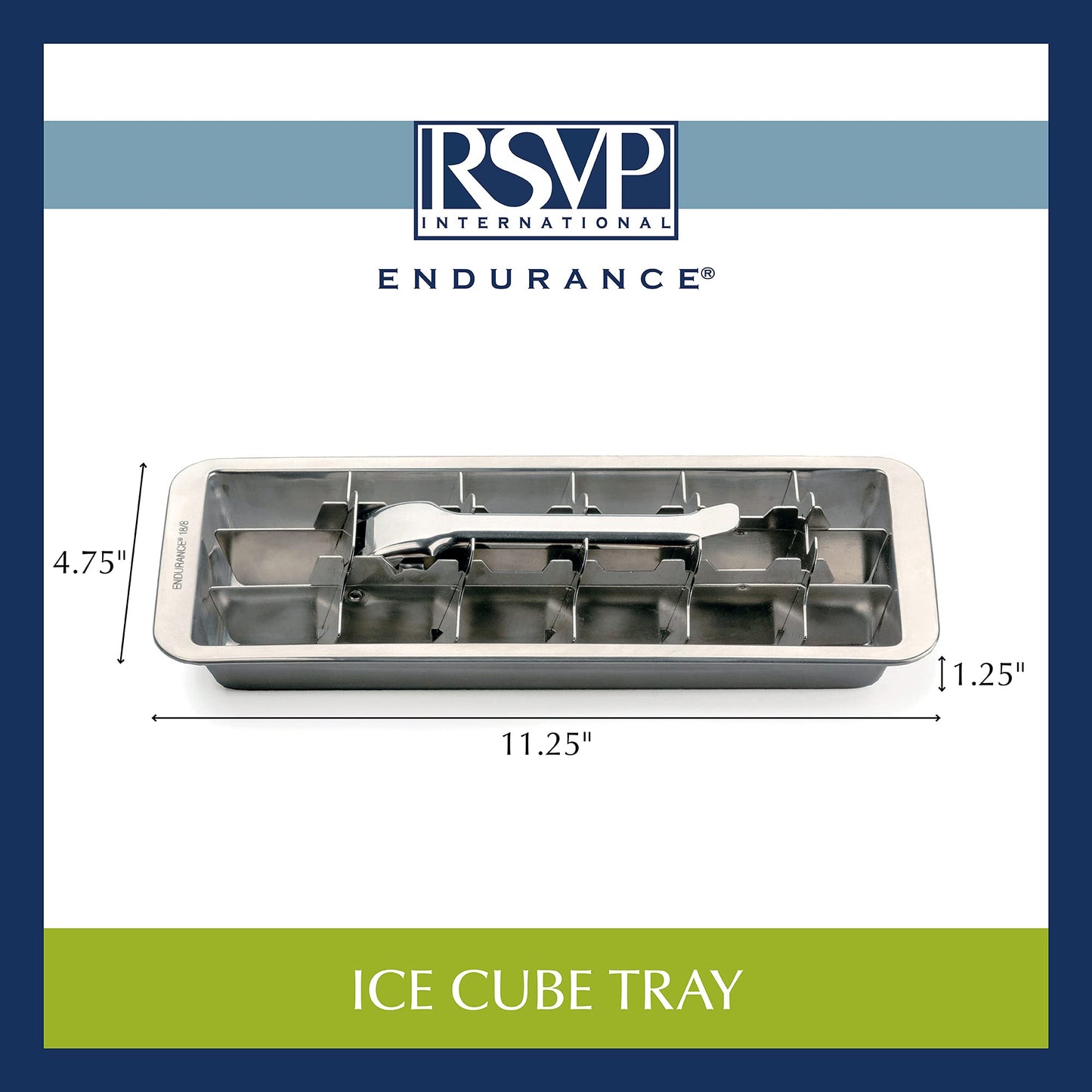 RSVP International Endurance Ice Cube Tray – Vintage-Inspired Stainless Steel, Plastic-Free