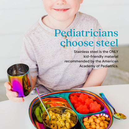 Ahimsa Balanced Bites Pediatrician-Designed Stainless Steel Divided Plate