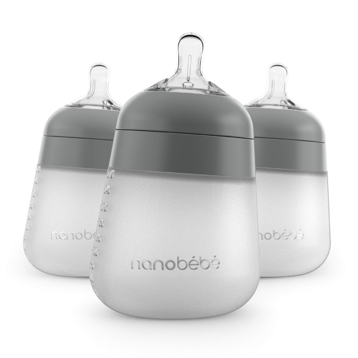 Nanobebe Flexy 9oz Silicone Baby Bottles with Anti-Colic Venting (3-Pack)