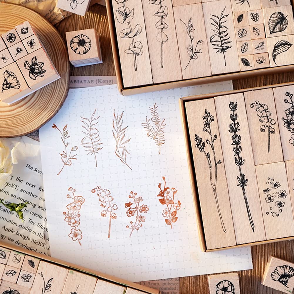 End Plastic Stamps: 22 Pcs Pure Wood Rubber Stamps, Eco-Friendly Set for Journals and Scrapbooking