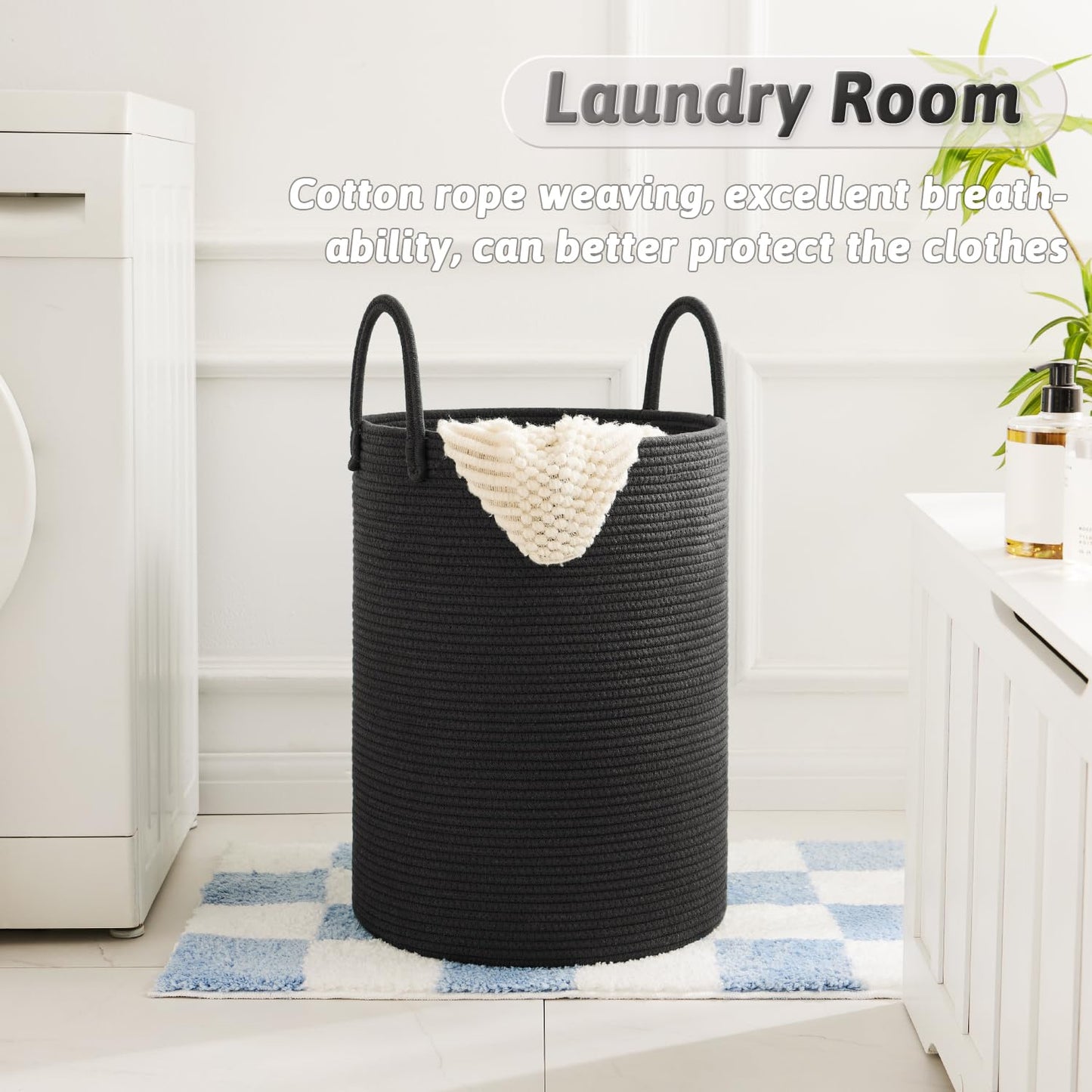 Artfeel 60L Handwoven Natural Cotton Rope Laundry Hamper
