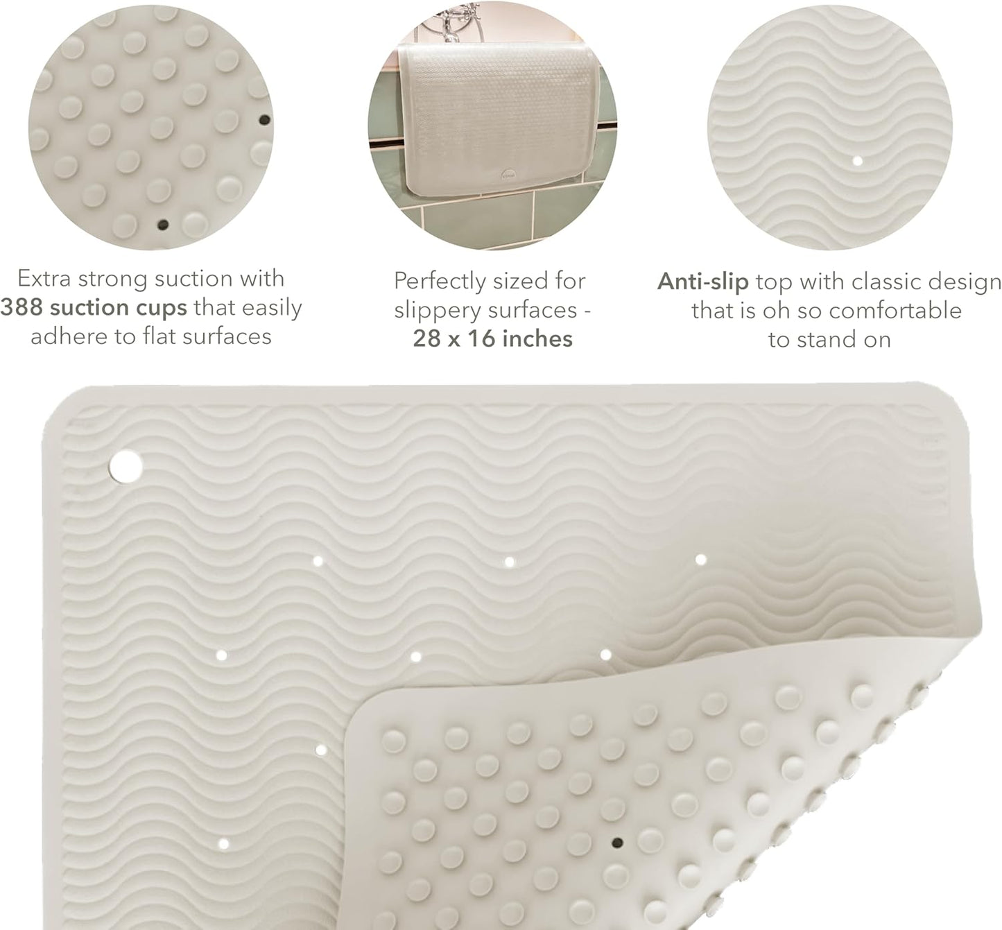 HEVEA Natural Rubber Wave Bath Mat: Plastic-Free & Biodegradable