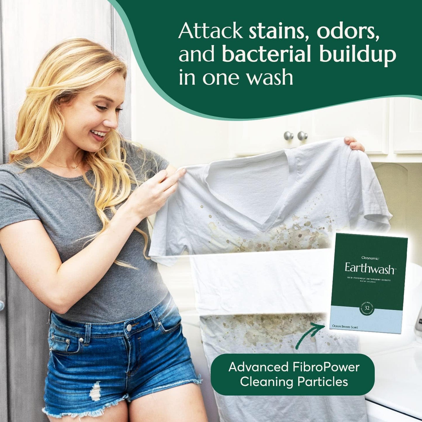 Earthwash Plastic-Free Hypoallergenic Laundry Detergent Sheets