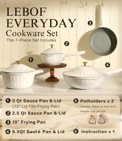 7-Piece Nonstick Ceramic Cookware Set in Jet Black
