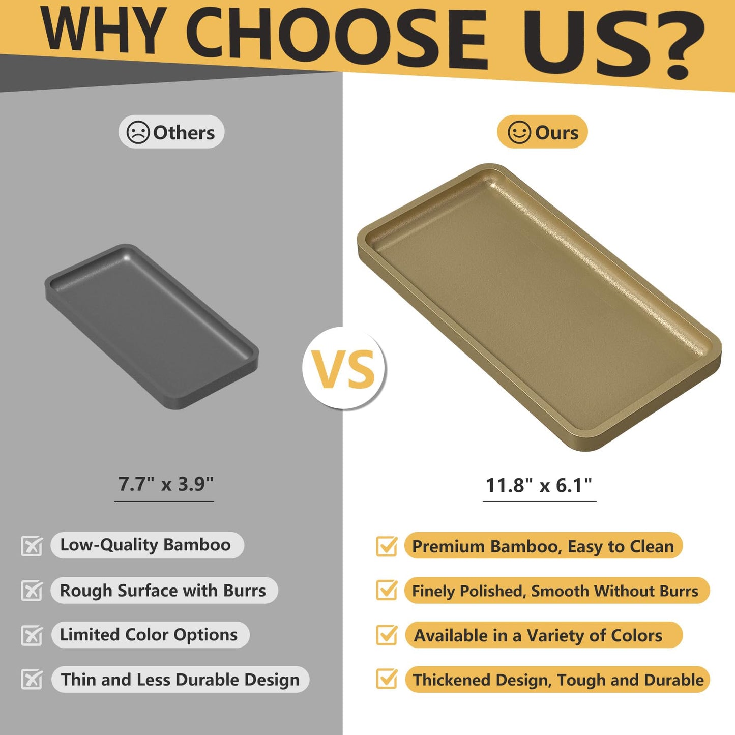 Sustainable Bamboo Bathroom Vanity Tray: Sleek Countertop Organizer