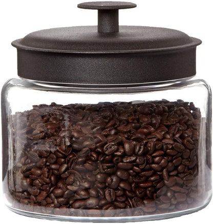 Anchor Hocking Glass Montana Jar with Black Metal Lid (48oz)