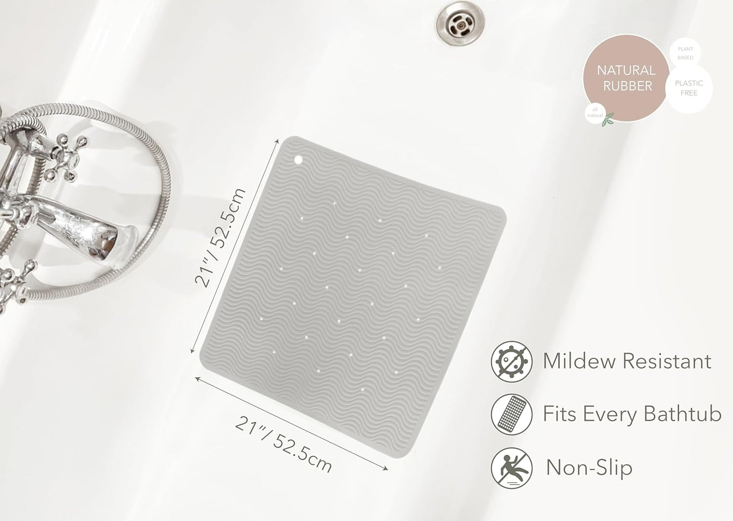 HEVEA Natural Rubber Wave Bath Mat: Plastic-Free & Biodegradable