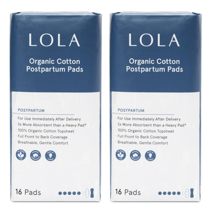 LOLA 100% Organic Cotton Max Absorbency Postpartum Pads