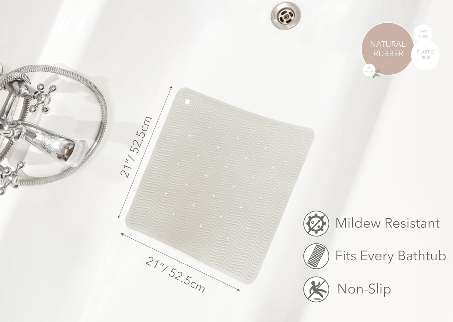 HEVEA Natural Rubber Wave Bath Mat: Plastic-Free & Biodegradable