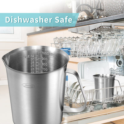 Newness Stainless Steel Measuring Cup with Triple Measurement Scales