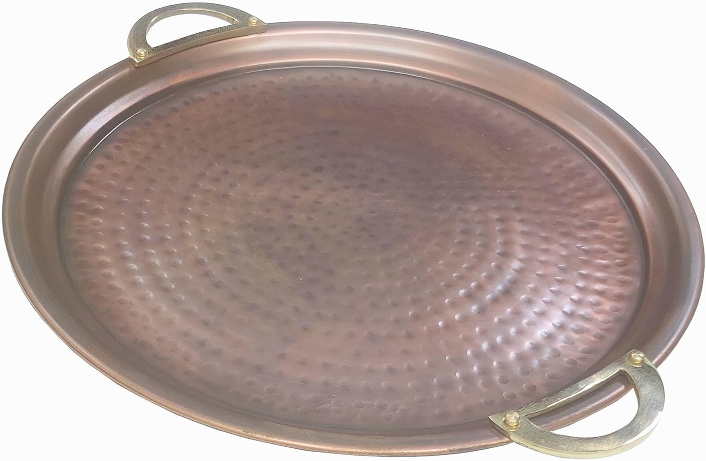 Aruma Traditional Hammered Copper Serving Tray: 14-Inch Handmade